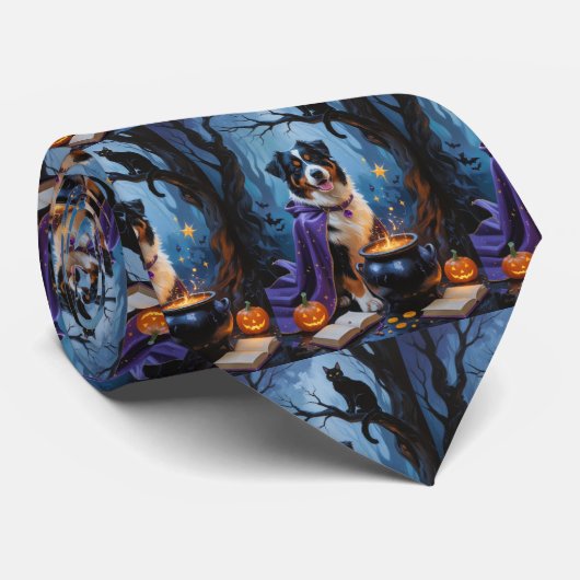 Schilderij van een Berner Sennenhond voor Hallowee Stropdas (Opgerold)