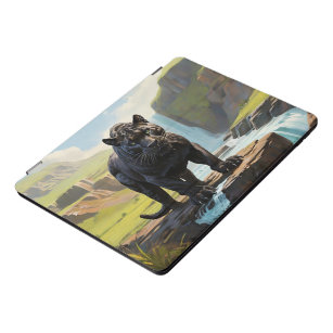 Schilderij van een Black Panther op een grote rots iPad Pro Cover