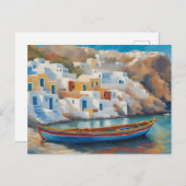 Schilderij van een Gevist Boot op het Egeïsche Zee Briefkaart (Voorkant / Achterkant)