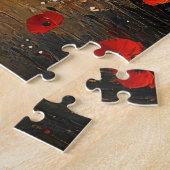 Schilderij van een herfstige weide met klaprozen i legpuzzel (Zijkant)