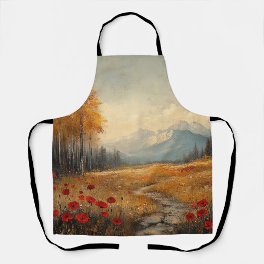 Schilderij van een herfstige weide met klaprozen i schort (Voorkant)