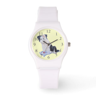 schilderij van een hond van een schattige colliaan horloge