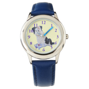 schilderij van een hond van een schattige colliaan horloge