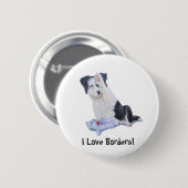 schilderij van een hond van een schattige colliaan ronde button 5,7 cm (Voorkant /achterkant)