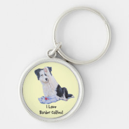 schilderij van een hond van een schattige colliaan sleutelhanger