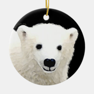 Schilderij van een ijsbeerwelp - Originele Wilde K Keramisch Ornament