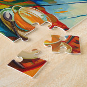 Schilderij van een kat Grooming op Swing Legpuzzel (Zijkant)