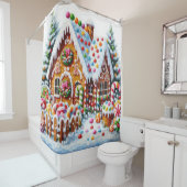 Schilderij van een kleurrijk Snoep Gingerbread Hou Douchegordijn (In situ)