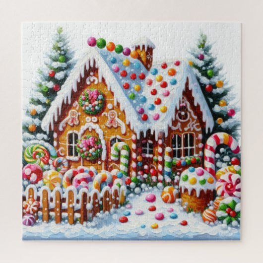 Schilderij van een kleurrijk Snoep Gingerbread Hou Legpuzzel (Verticaal)
