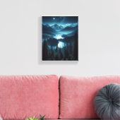 Schilderij Van Een Maanverlicht Bos Canvas Afdruk (Insitu (Woonkamer))