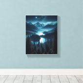Schilderij Van Een Maanverlicht Bos Canvas Afdruk (Insitu (Houten vloer))