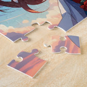 Schilderij van een meisje op een winderige dag legpuzzel (Zijkant)