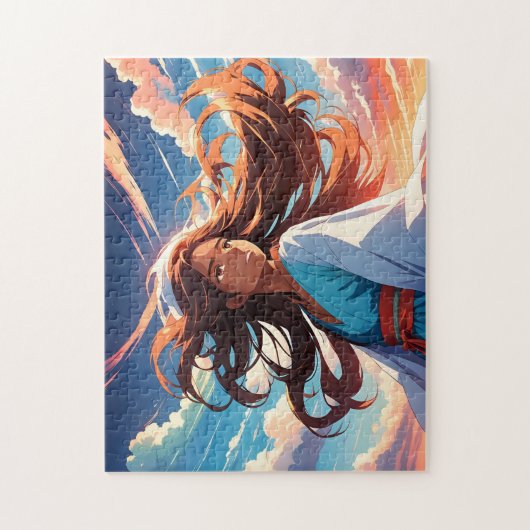 Schilderij van een meisje op een winderige dag legpuzzel (Verticaal)