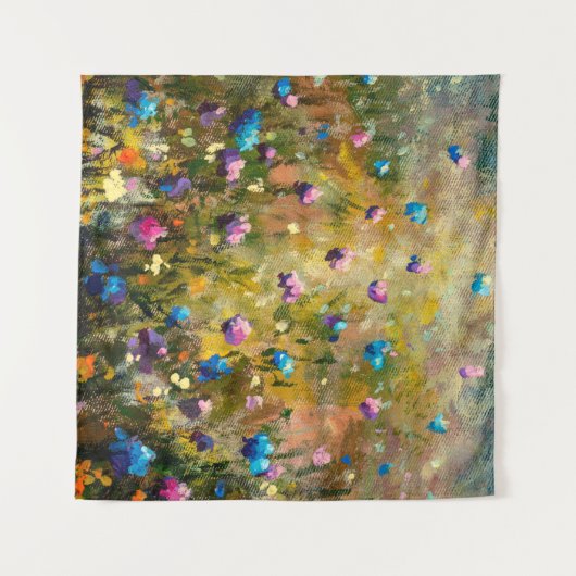 schilderij van een mooie weide van een blauwe roze wandkleed (Voorkant (horizontaal))