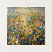 schilderij van een mooie weide van een blauwe roze wandkleed (Voorkant)