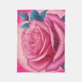 Schilderij van een neon roze roos fleece deken (Voorkant)