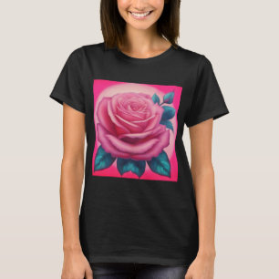 Schilderij van een neon roze roos t-shirt