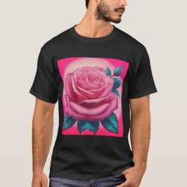 Schilderij van een neon roze roos t-shirt