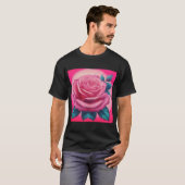 Schilderij van een neon roze roos t-shirt (Voorkant volledig)
