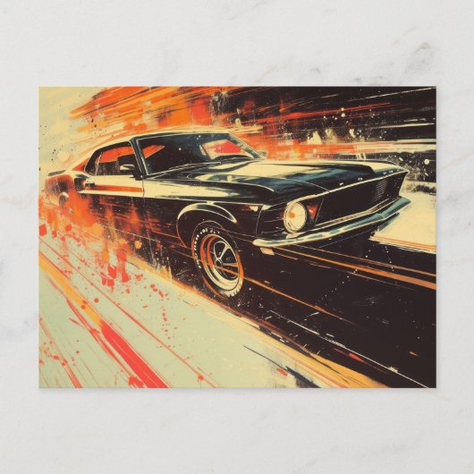 Schilderij van een oldtimer briefkaart (Voorkant)