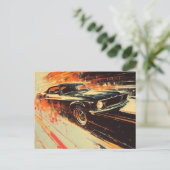 Schilderij van een oldtimer briefkaart (Staand voorkant)
