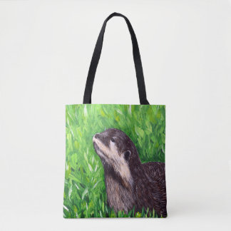 Schilderij van een otter in de Little River Tote Bag