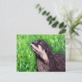 Schilderij van een otter in de rivier briefkaart (Staand voorkant)