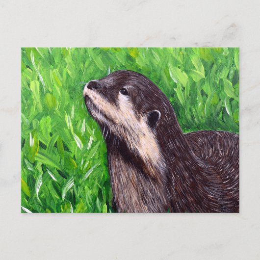 Schilderij van een otter in de rivier briefkaart (Voorkant)