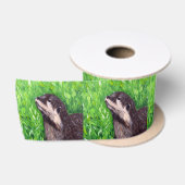 Schilderij van een otter in de rivier satijnen lint (Spoel)