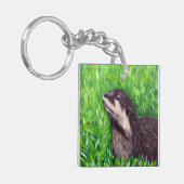 Schilderij van een otter in de rivier sleutelhanger (Voorkant Links)