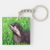 Schilderij van een otter in de rivier sleutelhanger (Achterkant)