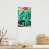 Schilderij van een oude groene winkel poster (Keuken)