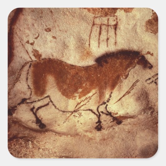 Schilderij van een paard, c.17000 BC Vierkante Sticker (Voorkant)