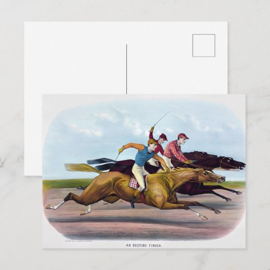  schilderij van een paardenrace scène, Paarden Briefkaart (Voorkant / Achterkant)