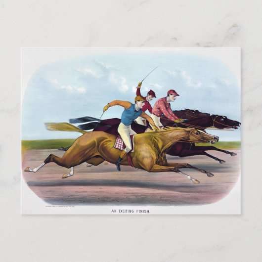  schilderij van een paardenrace scène, Paarden Briefkaart (Voorkant)