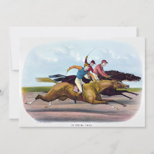  schilderij van een paardenrace scène, Paarden Feestdagenkaart