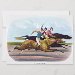 schilderij van een paardenrace scène, Paarden Feestdagenkaart
