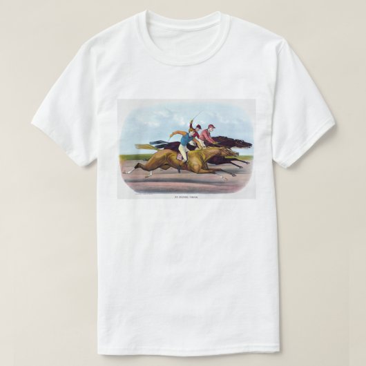  schilderij van een paardenrace scène, Paarden T-shirt (Design voorkant)