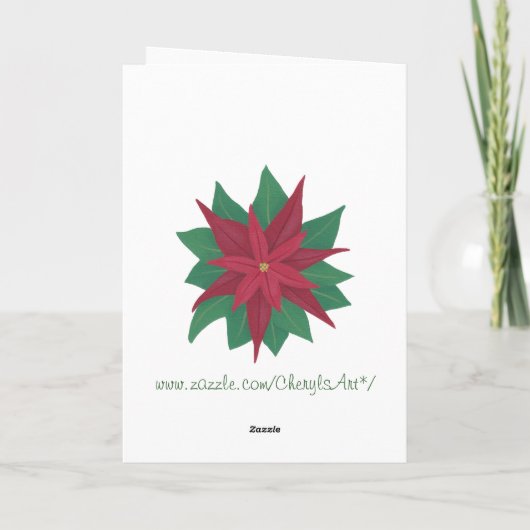 Schilderij van een Poinsettia Flower Christmas Kaa Feestdagen Kaart (Achterkant)
