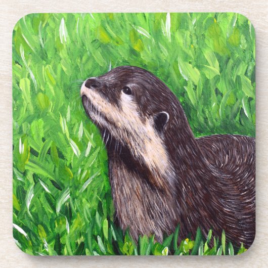 Schilderij van een rivierotter bier onderzetter (Voorkant)