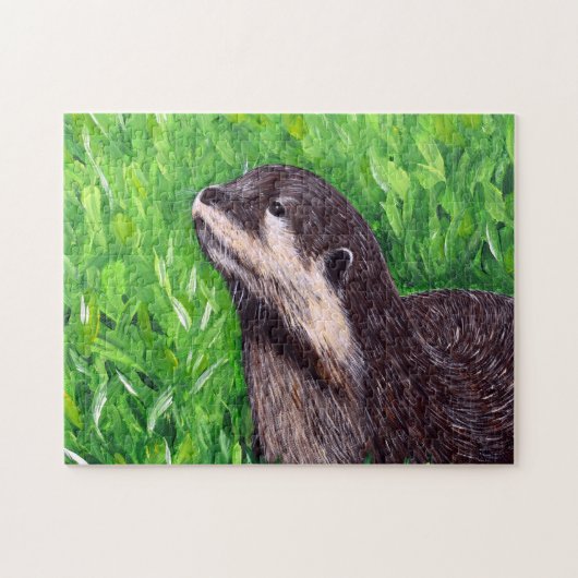 Schilderij van een rivierotter legpuzzel (Horizontaal)