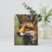 Schilderij van een rode vos in een kroon briefkaart (Staand voorkant)