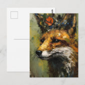 Schilderij van een rode vos in een kroon briefkaart (Voorkant / Achterkant)