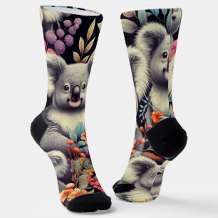 Schilderij van een schattige koala in vintage stij sokken