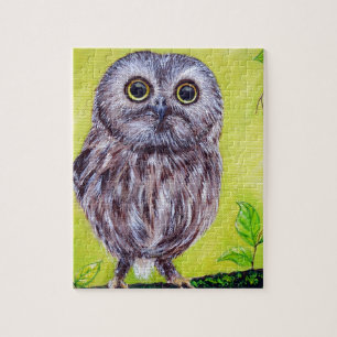 Schilderij van een schattige uil legpuzzel
