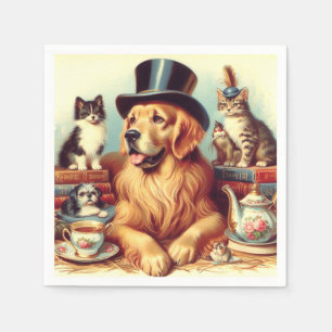 Schilderij van een schattige vintage hond servet