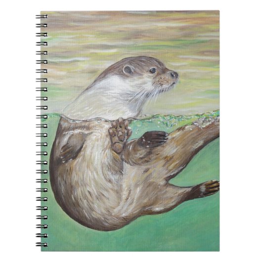 Schilderij van een speelse rivierotter notitieboek (Voorkant)