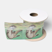 Schilderij van een speelse rivierotter satijnen lint (Spoel)