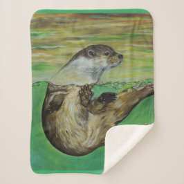 Schilderij van een speelse rivierotter sherpa deken