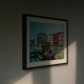 Schilderij van een Vaporetto Station - Venetië, It Poster